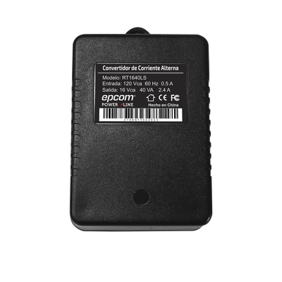 Transformador 16 Vca 40 VA / Entrada 120 Vca / Protección Contra Sobretensiones y Anti-Interferencia / Alta Eficiencia Para Equipos de Seguridad