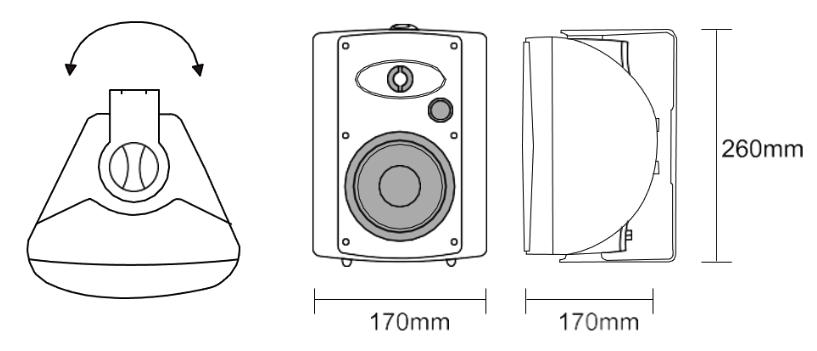 Altavoz de Pared de 2 vías | Woofer 4in + 1.5in | 70/100V y 8 ohms | 1.25W-2.5W-5W-10W-20W | 86dB de Sensibilidad | A prueba de Humedad | Compatible