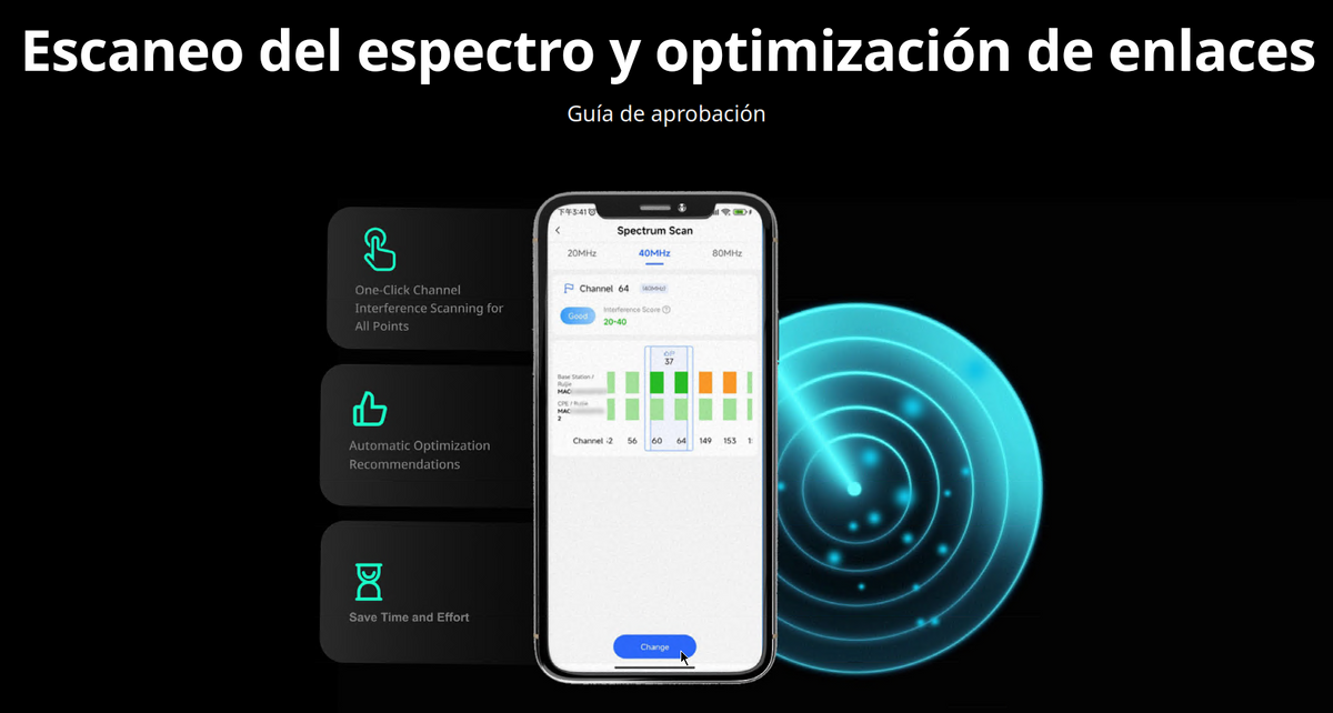 Radio Integrado 23 dBi Puerto Gigabit, Modo AP/CPE en PtP o CPE en Multipunto, Hasta 867 Mbps, Botón de Auto-Emparejamiento para distribuciones de