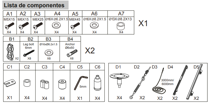 Montaje Cableado de Acero| Suelo a Techo| Capacidad Máx. de Carga 30kg| Para Pantallas de 32" ~ 75"| VESA 400 x 600