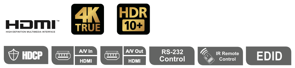 Switch Matricial | 4x4 | True 4K | 4096x2160 / 384 x2160 a 60 Hz | HDR 4:4:4 | HDCP 2.2 | Diferentes Métodos de Control | EDID Expert™