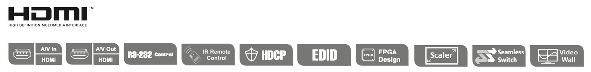 Switch de matriz HDMI | 8x8 | con escalador | Compatible con videowall | Seamless Switch™ | IR | RS-232 | Ethernet