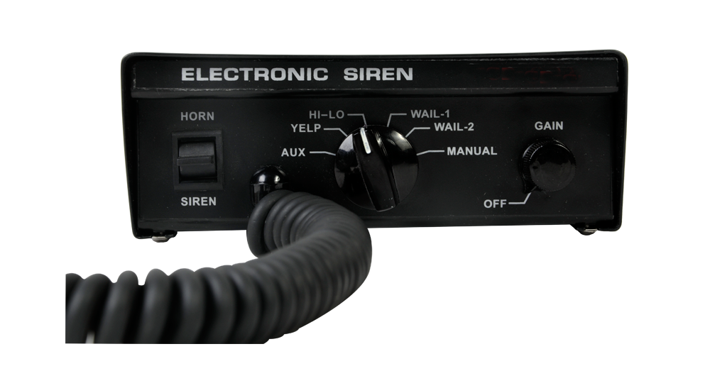 Sirena Vehicular de 100W de Potencia, Con Switch Giratorio de 6 posiciones y Micrófono Integrado de Uso Rudo