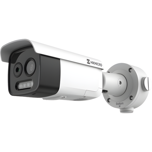 (HIKMICRO) Cámara Bala IP Bi-Espectral / Térmica (256 X 192 / 3.6 mm) + Óptica (5 MP / 4.3 mm) / IA GUANLAN / Rango: -20°C a 650°C / 2°C Tolerancia