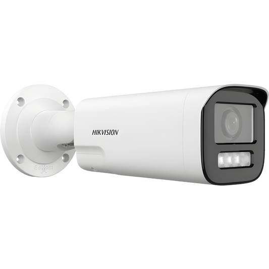 Bala IP 4 Megapíxel / Lente Mot. 2.8 a 12 mm / Dual Light (50 mts IR + 50 mts Luz Blanca) / ACUSENSE Lite / Audio de Dos Vías / Luz Intermitente y