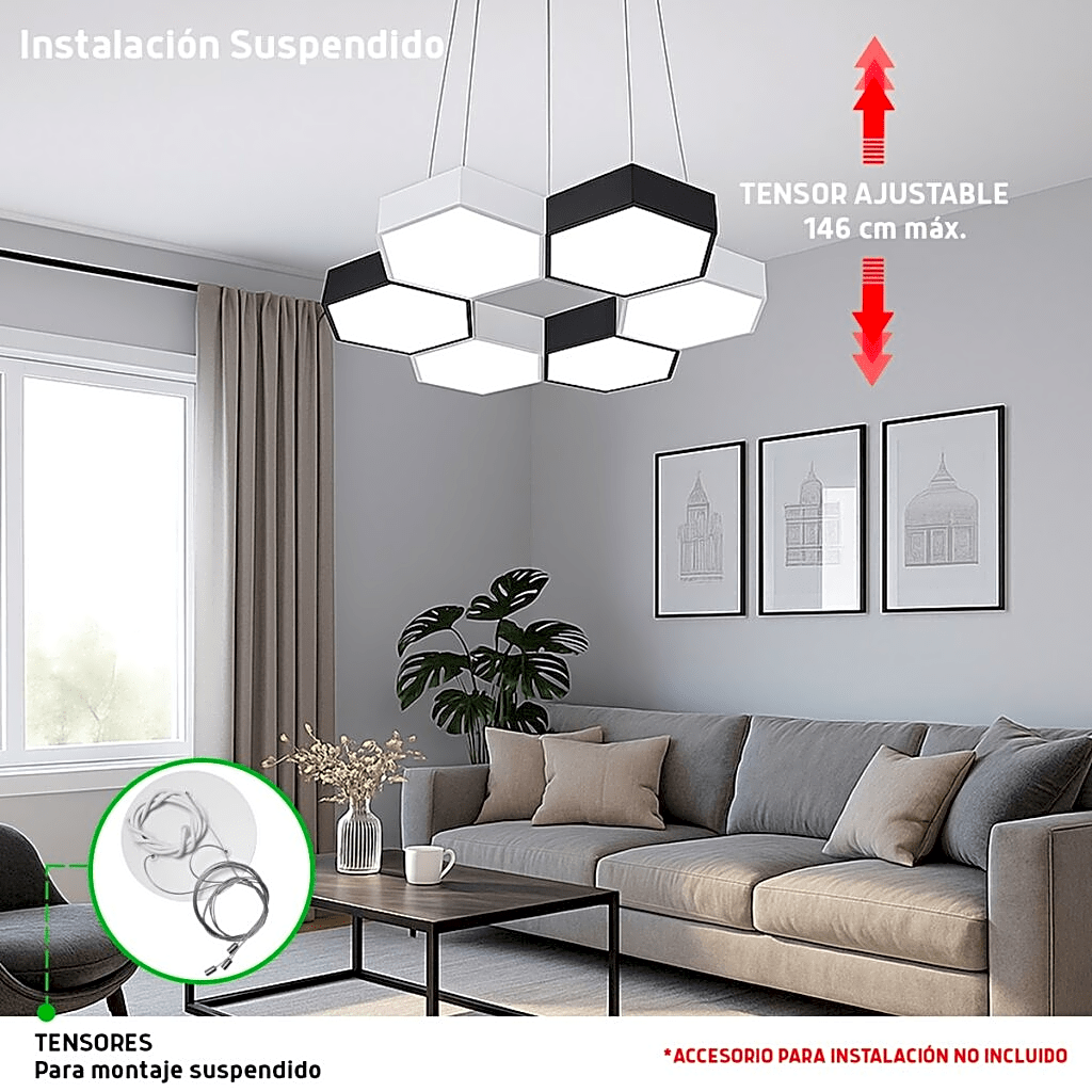 Lampara LED Poligonal de 18 W / 1 800 lm / 127-265V~50/60Hz / Acabado Blanco Mate / Angulo de Luz 140° / Dimensiones 230 x 60 mm (Largo y Alto)