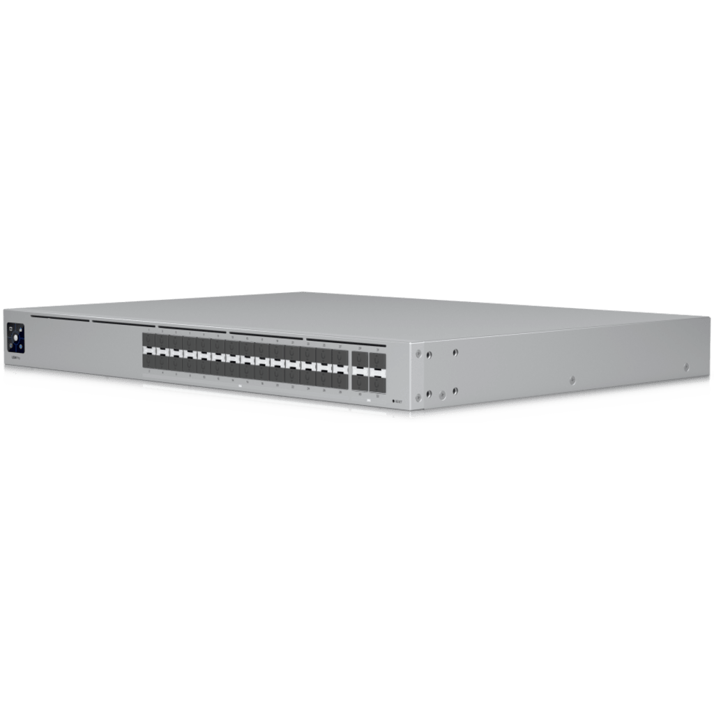 UniFi Switch USW-Pro-Aggregation, Capa 3 con 28 puertos SFP+ 10G y 4 SFP28 25G, 760 Gbps y pantalla táctil LCM 1.3''