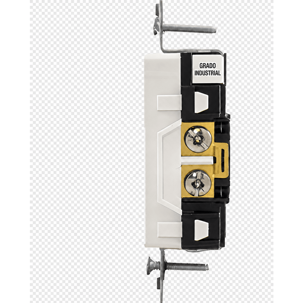 Contacto Duplex Decorador Grado Industrial / 20A 125V / Resistente a Manipulaciones / 2 Polos 3 Hilos / NEMA 5-20R / Color Blanco