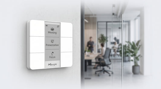 Panel de Escenas LoRaWAN / 6 Botones Programables + Display Digital / Control de Escenas con un Toque / Batería 3 Años / Edificio Inteligente