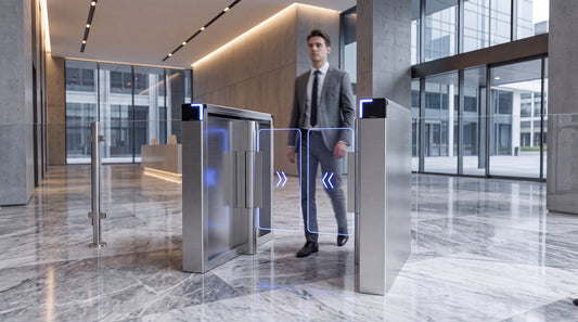 Torniquete Swing PREMIUM / Iluminación LED / 12,000,000 Ciclos MCBF / Incluye Lectores de Tarjeta y Panel de Acceso / 14 Pares de IR / Carril de 90