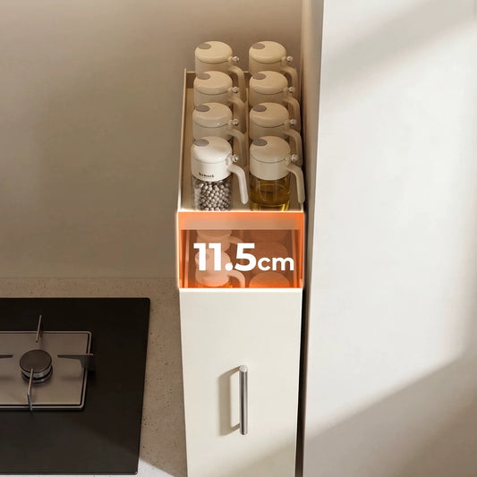 Organizador extraíble angosto para especias y botellas, de acero o con vidrio (2 o 3 niveles)