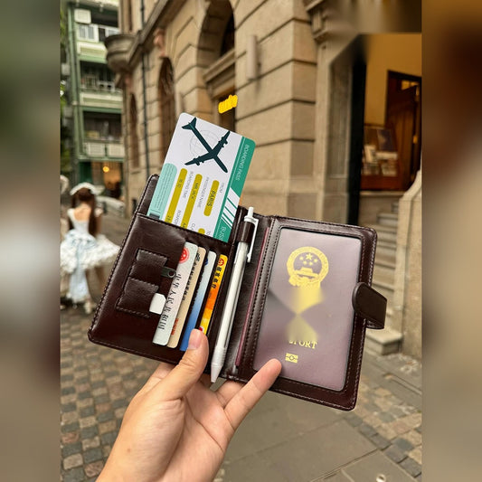 Cartera porta pasaporte con bloqueo RFID para 2 pasaportes, tarjetas y boletos