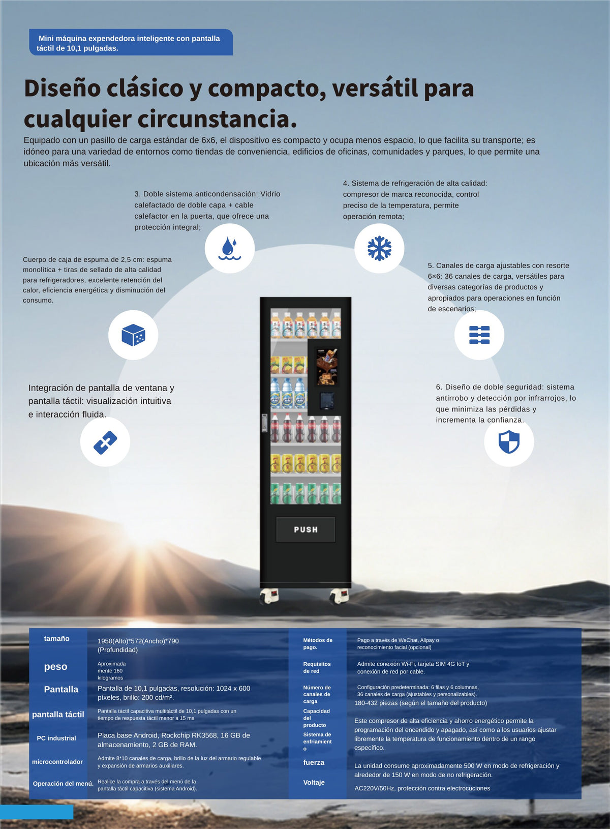 Máquina expendedora de snacks y bebidas Serie Y - ficha técnica