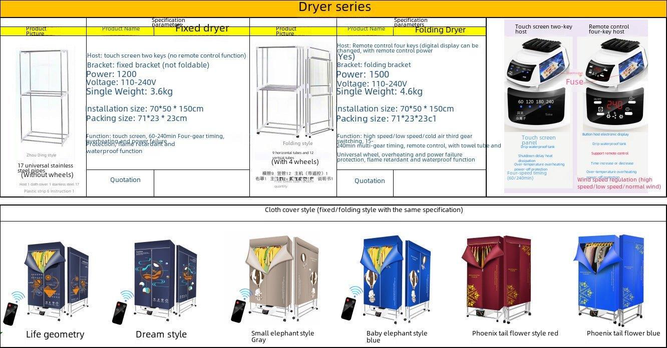 Closet Secador de ropa con control remoto portátil plegable con Luz Ultra Violeta y Esterilización por Iones - Ciaespinoza.com