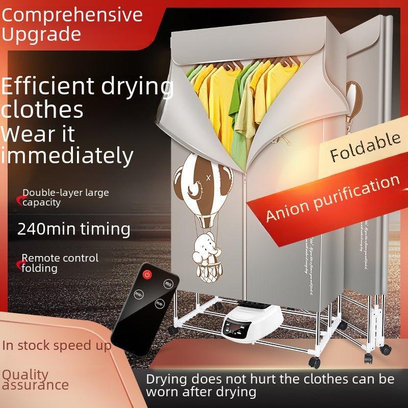 Closet Secador de ropa con control remoto portátil plegable con Luz Ultra Violeta y Esterilización por Iones - Ciaespinoza.com