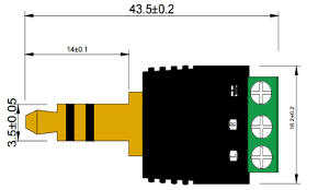 Conector de audio de 3.5mm macho a terminal de tornillo de 3 pines