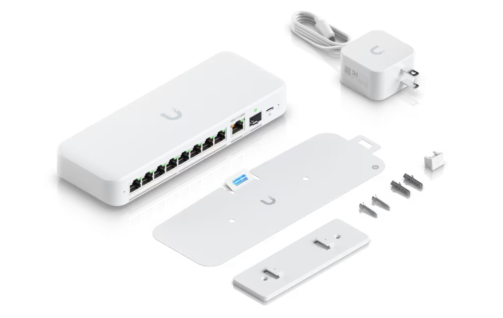 USW Flex 2.5G Switch de 8 Puertos 2.5GbE, con un Puerto de Enlace Ascendente Combinado RJ45/SFP+ de 10 GbE, Incluye Adaptador ca/cc