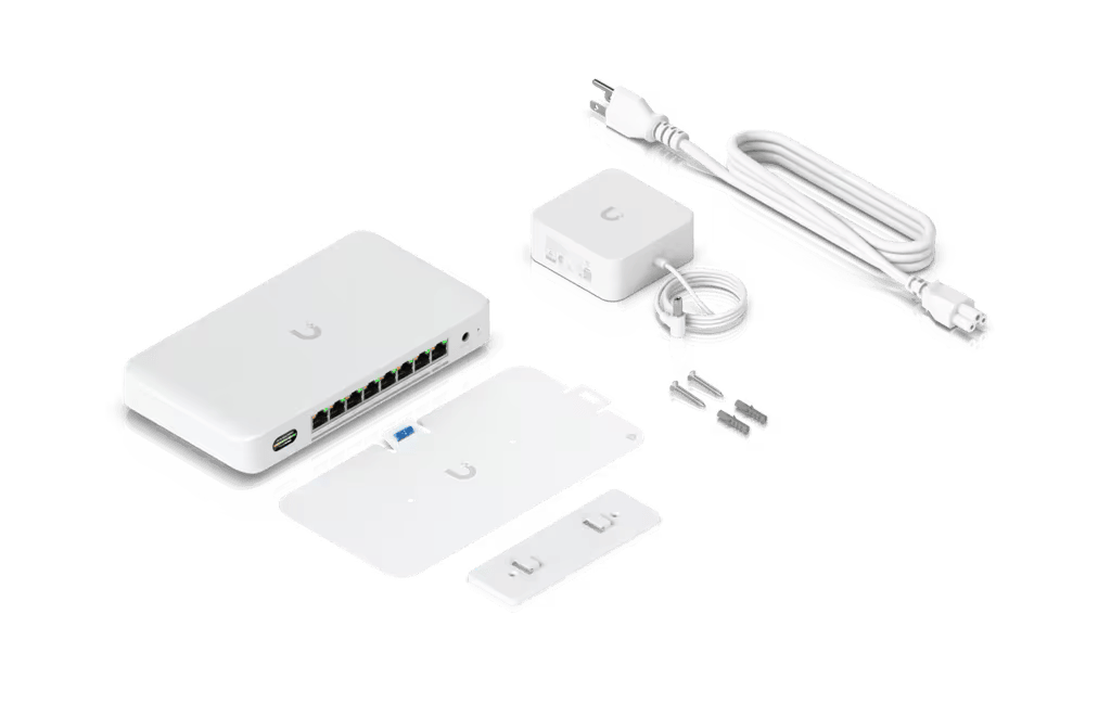 UniFi Device Bridge Switch (UDB-Switch) – Switch PoE+ Compacto con Puertos Multi-Gig (1 x 10 GbE y 7 x 2.5 GbE) y Enlace Inalámbrico WiFi 7 Integrado