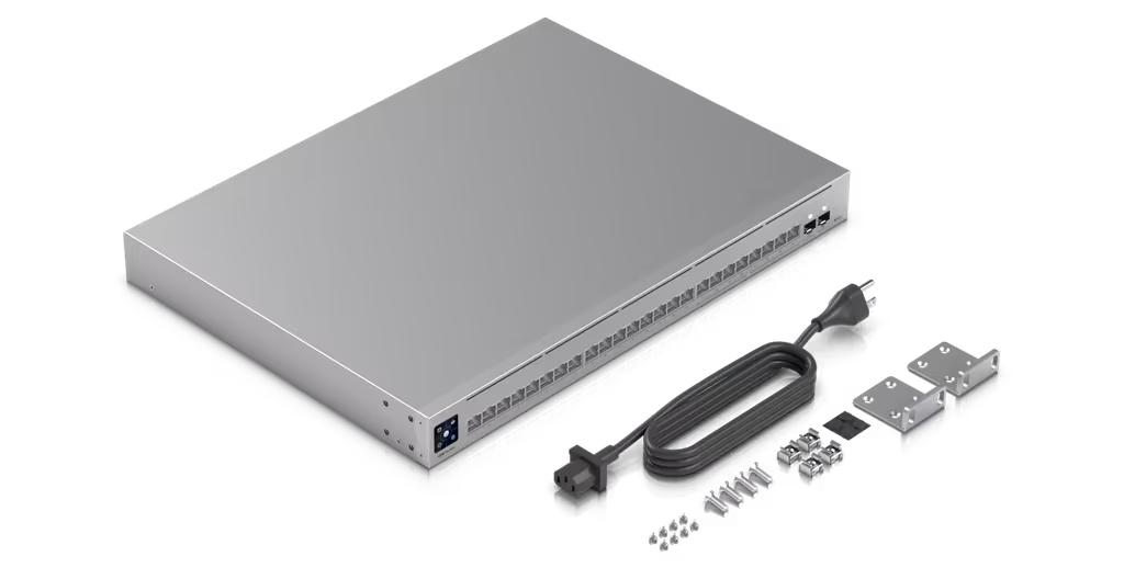 UniFi Switch Pro Max 24 – Switch Capa 3 con 24 Puertos (8 × 2.5 GbE y 16 × 1 GbE), 2 Puertos SFP+ 10G y Pantalla Informativa Integrada