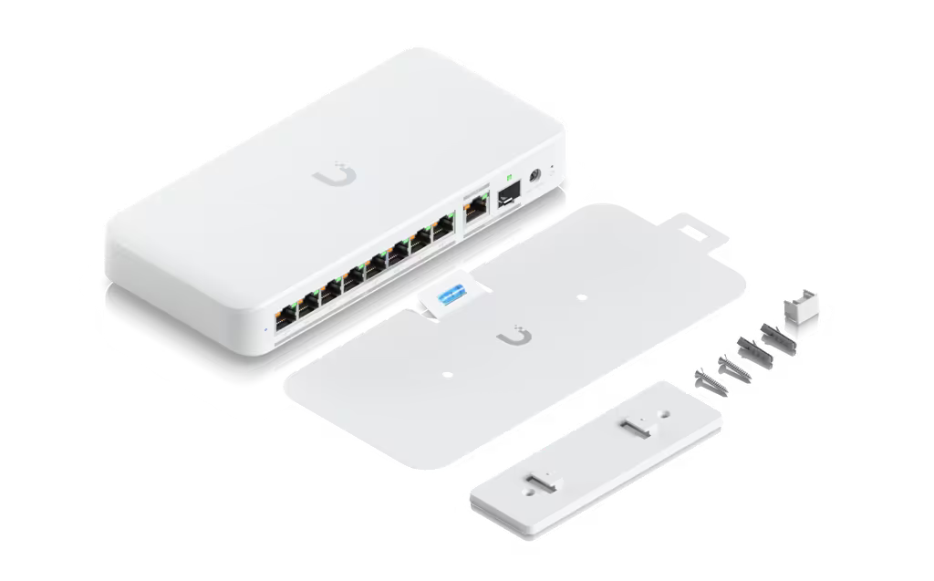 USW Flex 2.5G PoE Switch de 8 Puertos 2.5GbE PoE++, con un Puerto de Enlace Ascendente Combinado RJ45/SFP+ de 10 GbE (No incluye Adaptador ca/cc)