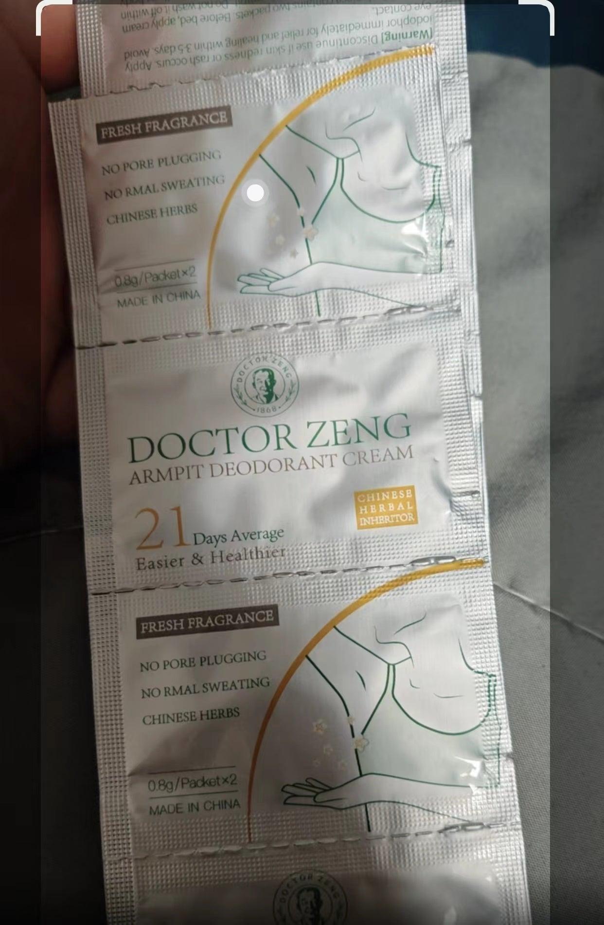 Crema Desodorante base de hierbas Chinas del Doctor Zeng de 24 sobres (1 sobre por axila) con duracion de 21 días por sobre - Ciaespinoza.com