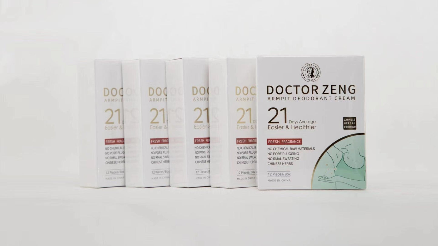 Crema Desodorante base de hierbas Chinas del Doctor Zeng de 24 sobres (1 sobre por axila) con duracion de 21 días por sobre - Ciaespinoza.com