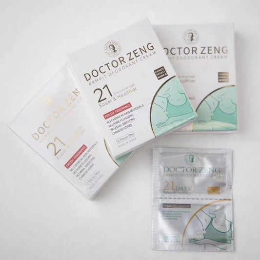 Crema Desodorante base de hierbas Chinas del Doctor Zeng de 24 sobres (1 sobre por axila) con duracion de 21 días por sobre - Ciaespinoza.com
