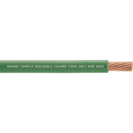 Cable Eléctrico de Cobre Recubierto THW-LS Calibre 4 AWG 19 Hilos Color Verde (100 metros)