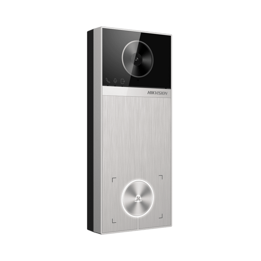 Videoportero TalkVu / 4 Megapixel / Ángulo de Visión 150° / Control de 2 Cerraduras / Desbloqueo por Tarjeta, Hik-Connect y Estación Interior / IP65