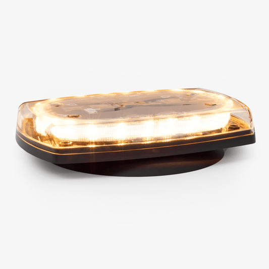 Mini torreta de 48 LED 10 Pulgadas, Ambar/Claro, Lente Transparente, Montaje Con Iman Y Conexion Para Encendedor De Vehiculo