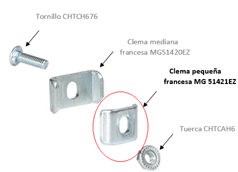 Clema pequeña francesa, con acabado Electro Zinc
