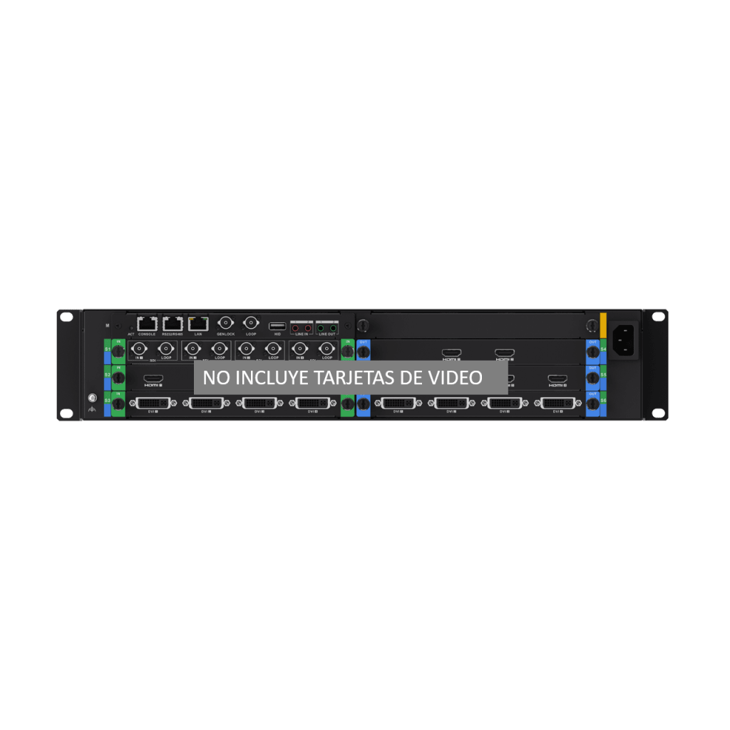Chassis Controlador de Video Wall / 6 Slots / 2U Rack / 4K Ultra HD / Hot-Swappable / Touch LCD 4.5" / Genlock Sync / 8 Videowalls / 128 Escenas
