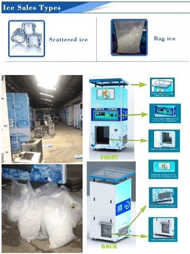 Maquina Expendedora COMBO de 140Kg al dia de Hielo Nuevo diseño con embolsado Semiautomático, Filtro, Pantalla, sistema remoto android y sistema de configuracion local Acepta monedas, billetes, Tarjeta de credito - Ciaespinoza.com