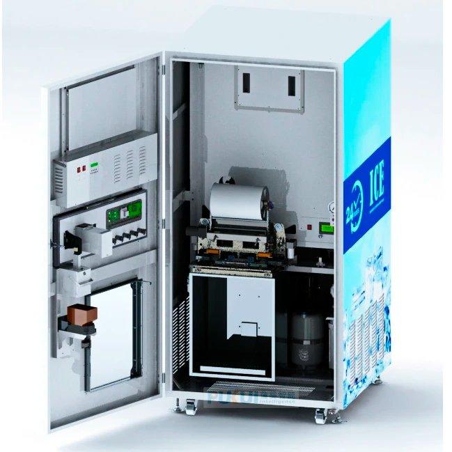 Maquina Expendedora de 180Kg/320Kg/450kg/900kg x dia de Hielo COMBO, con Filtro Osmosis Inversa, dispensador y sellado AUTOMATICO de bolsas, aceptador de monedas, billetes, tarjeta de credito, cambiador de moneda, APP Config Remota y local, pantalla 26'' - Ciaespinoza.com