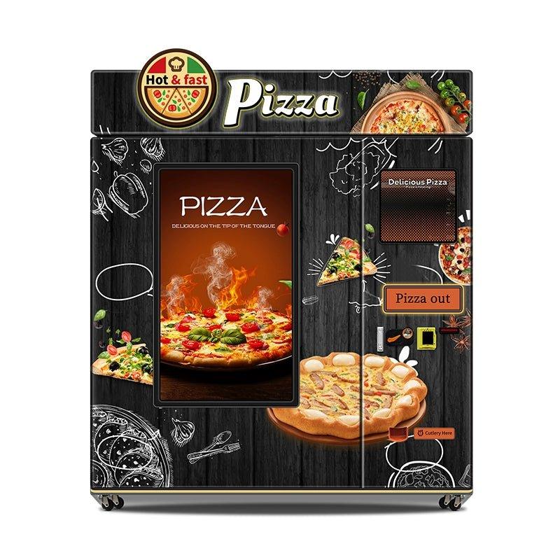 Máquina expendedora de pizza, con refiregacion y calefacción automática inteligente las 24 horas y horneado comercial, acepta monedas, billetes y tarjetas - Ciaespinoza.com