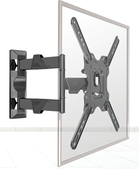 Montaje de Pared Articulado P4-NB / Pantallas de 32" a 55" / VESA 100x100 a 400x400 mm / Carga 27.2 kg (60 lbs) / Inclinación +8° a -5° / Giro 180°