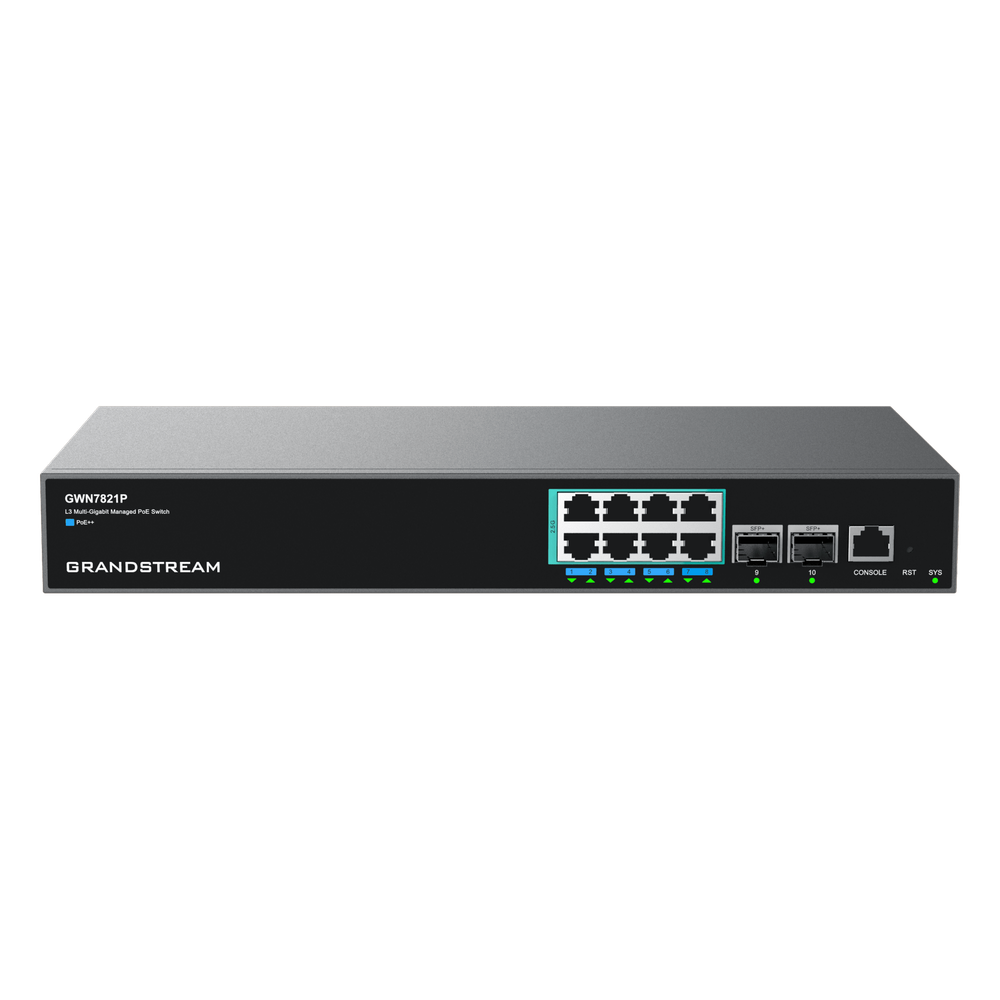 Switch PoE Multigigabit Capa 3 / 8 Puertos Ethernet 2.5 G / 2 Puertos SFP+ / PoE++ Dinámico / IPv6 e IPv4 / VLAN Avanzada / QoS / Stacking hasta 4