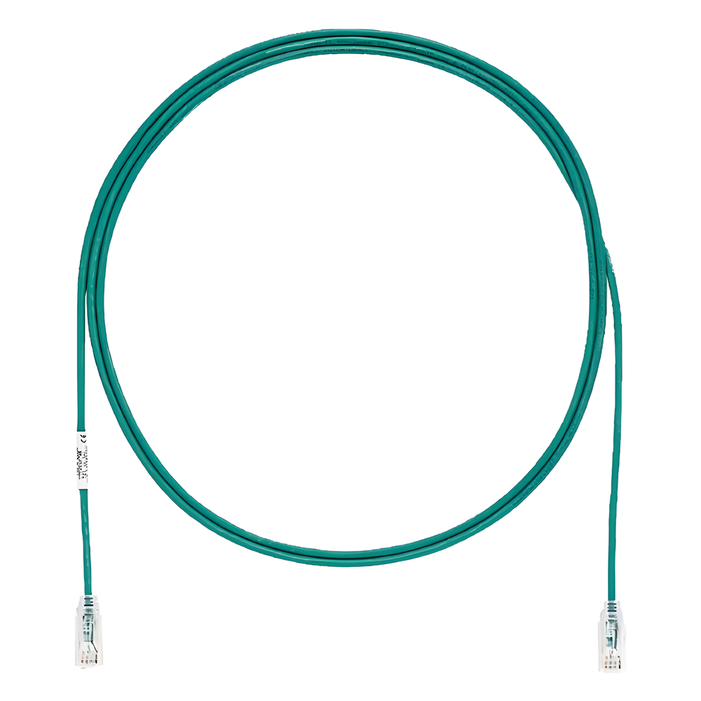 Cable de Parcheo TX6, UTP Cat6, Diámetro Reducido (28AWG), Color Verde, 0.3 Metros (1 Pie)