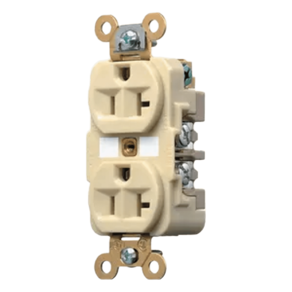 Contacto Dúplex 20 A 125 V / 2 Polos 3 Hilos / Color Marfil /Nema 5-20R /Grado Industrial.