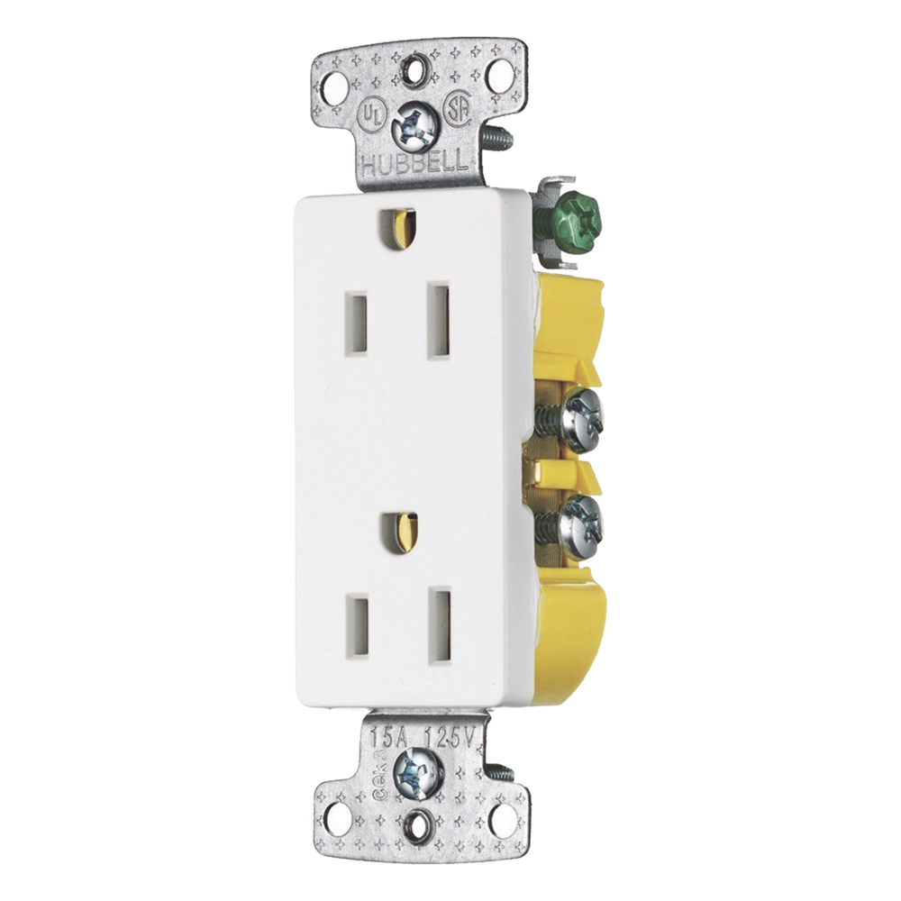 Contacto Duplex Decorador 15A 125V, 2 Polos, 3 Hilos, Color Blanco (Nema5-15R).