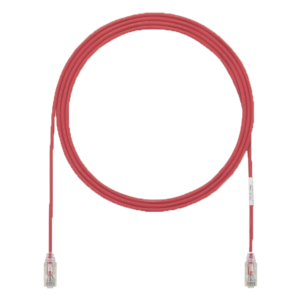Cable de Parcheo UTP Cat6A, CM/LSZH, Diámetro Reducido (28AWG), Color Rojo, 15.24 Metros (50 Pies)