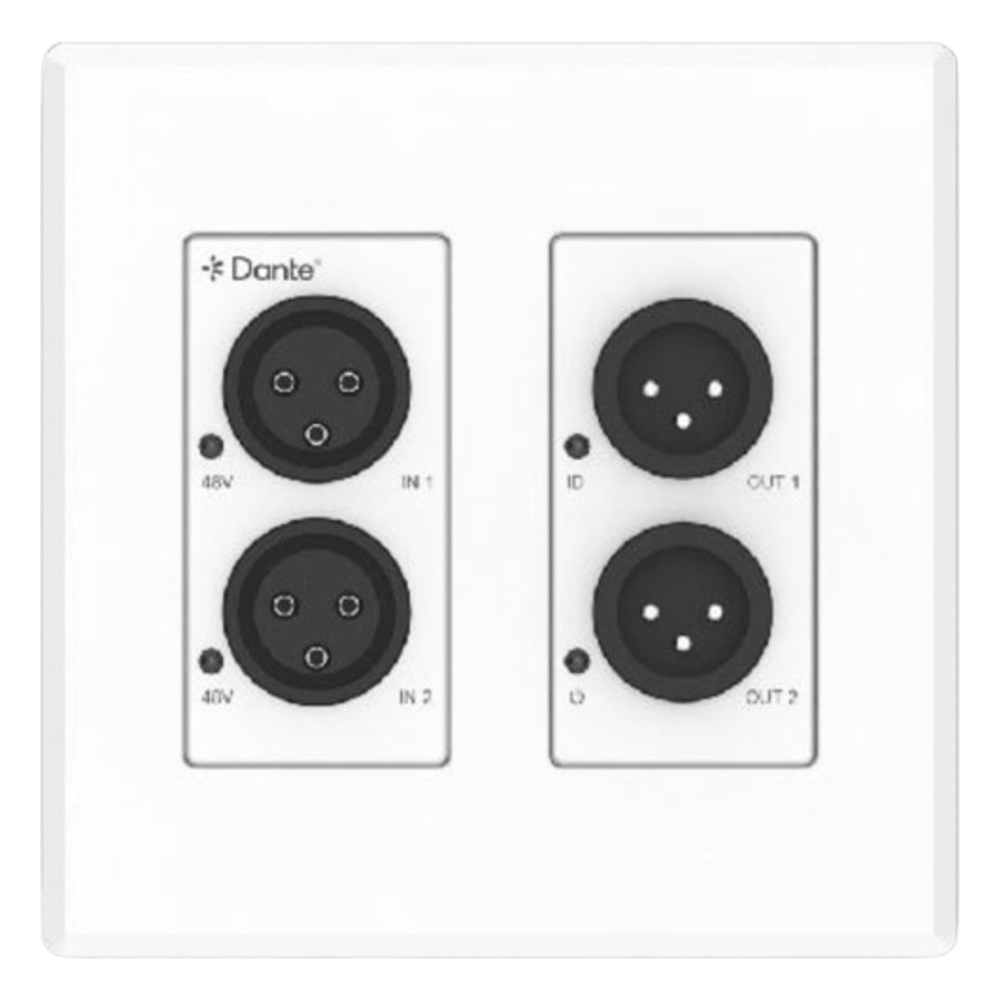 Extensor de Audio Analógico XLR a Dante® | 2 Entradas y 2 Salidas | Conversión Digital de Audio | PoE IEEE 802.3af | Phantom Power 48V | Latencia