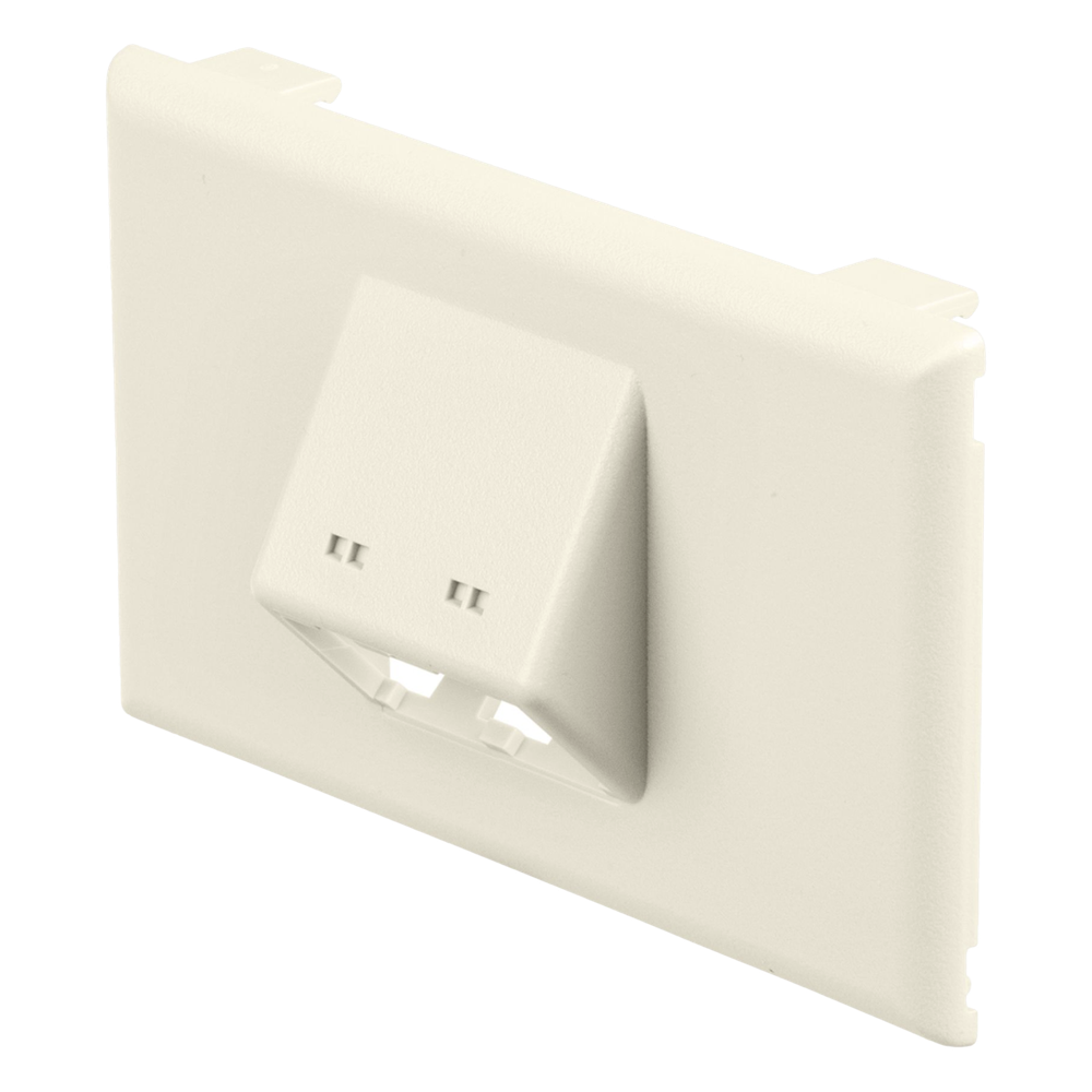 Placa de Pared Horizontal T70, Salida Para 2 Puertos Mini-Com, Con Espacios Para Etiquetas, Color Blanco Mate