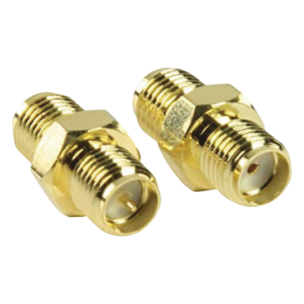 Adaptador en Línea de Conector SMA Hembra Inverso a SMA Hembra, Oro/ Oro/ Teflón