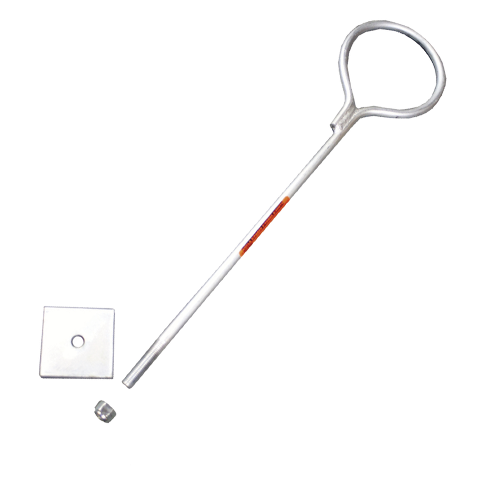 Ancla de Losa o Pared de 65 cm. de 12 cm diámetro de argolla Galvanizada por Inmersión en Caliente.