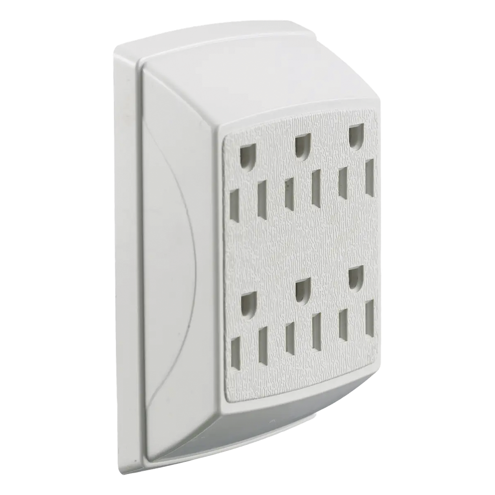 Multicontacto Dúplex con 6 Salidas/ 15 A 125 V CA/ 2 Polos 3 Hilos / Color Blanco.