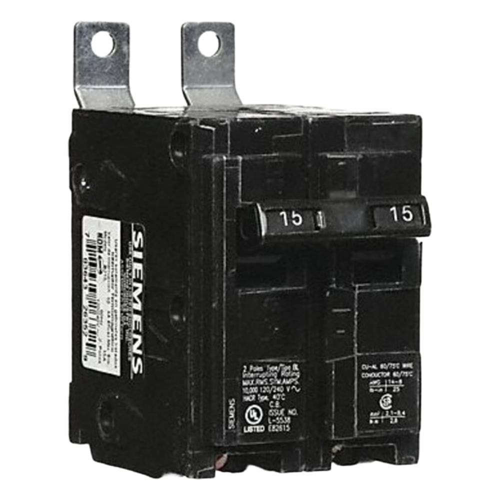 Interruptor automático atornillable tipo BL 2 polos, 15 amp.