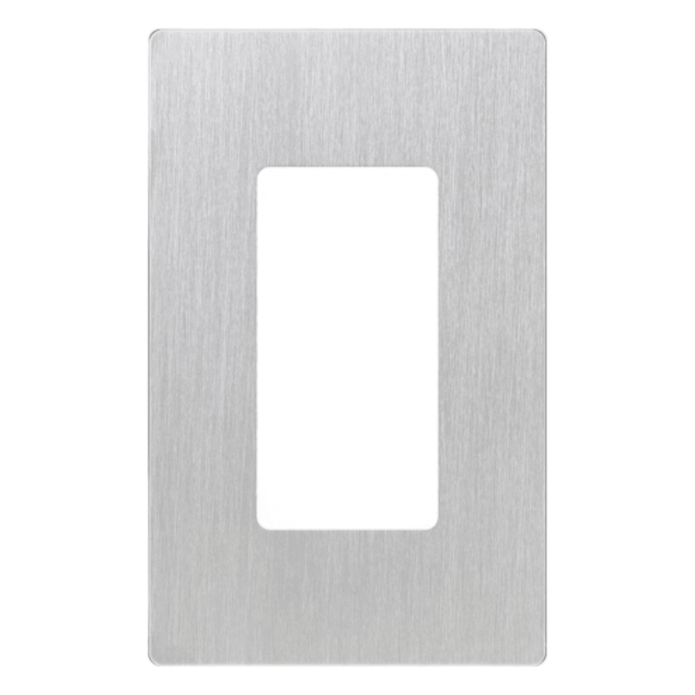 Placa de pared Claro de 1 espacio sin tornillos visibles, acabado en acero inoxidable, para atenuadores y controles Lutron Maestro, Diva, Skylark y