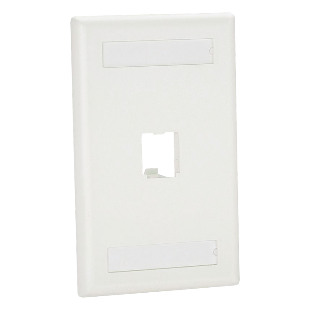 Placa de Pared Vertical Clásica, Salida Para 1 Puerto Mini-Com, Con Espacios Para Etiquetas, Color Blanco Mate
