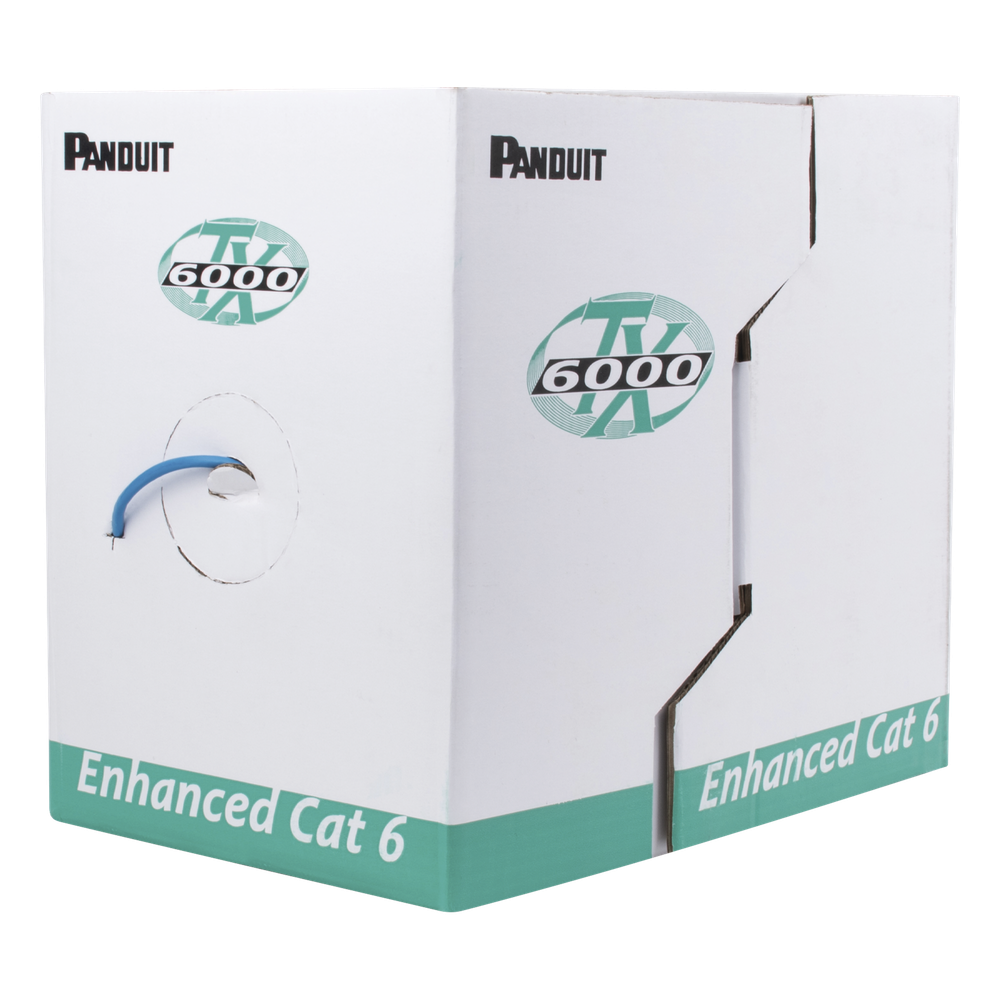 Bobina de Cable UTP 305 Metros (1000 Pies) de Cobre, TX6000™ PanNet, Reelex, Azul, Categoría 6 Mejorado (23 AWG), LSZH (Bajo Humo, Cero Halógenos)
